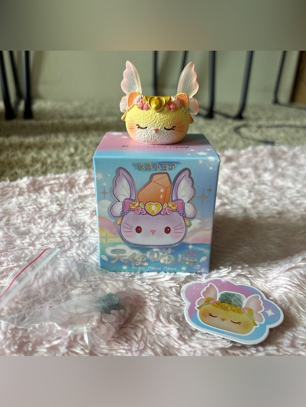 Angel Meow Meow Crystal Little Bean Confirmed Blind Box- Yellow